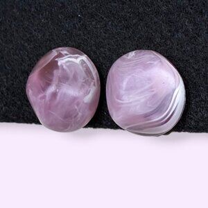 V. Purple & White Swirl Clip On Earrings